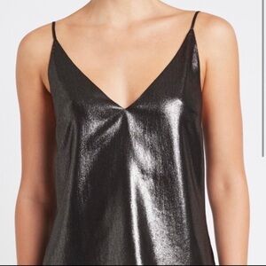 NWT Dark Silver Metallic Slip Dress